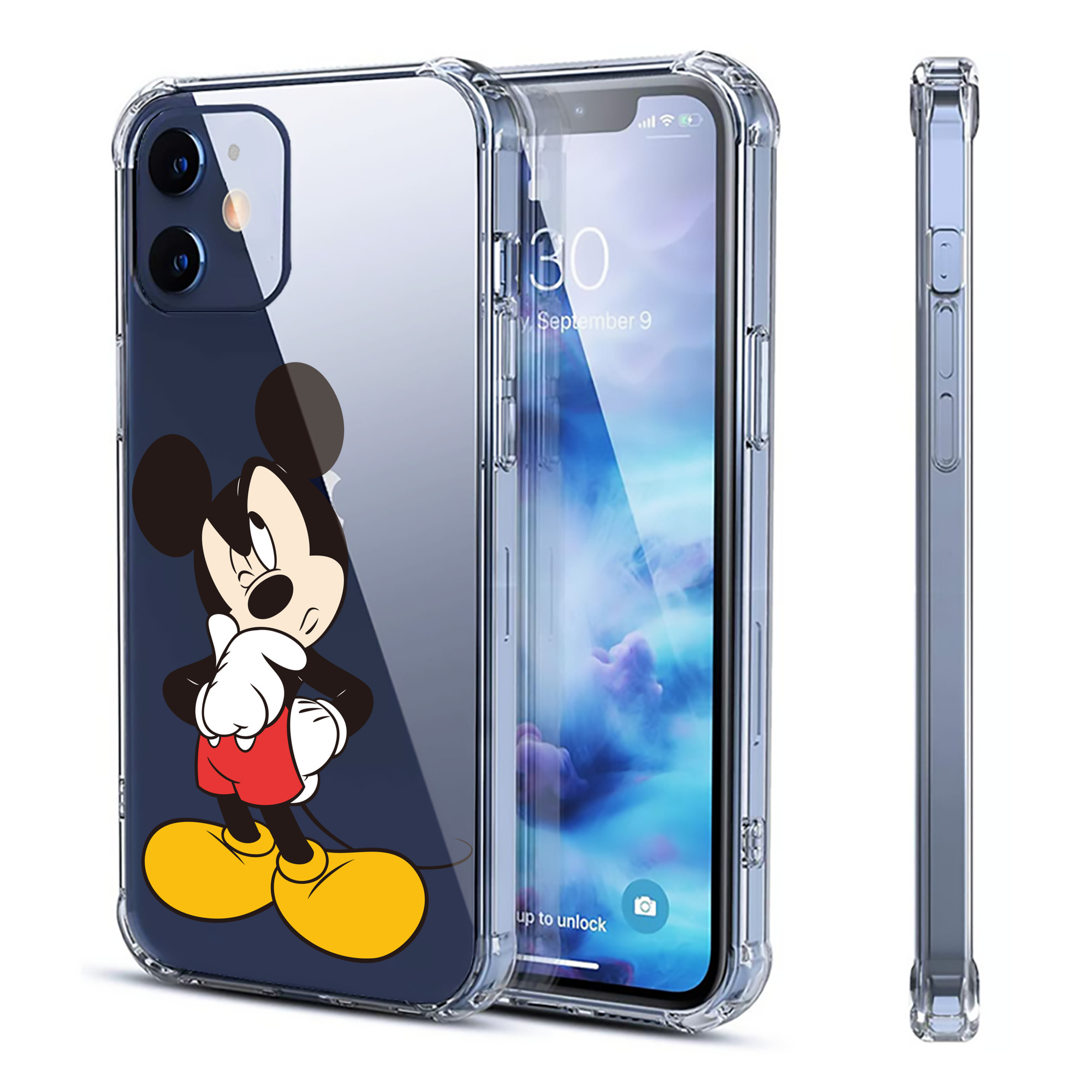 （画像用） ミッキーマウス Mickey Mouse 【iPhone 12シリーズ対応】透明スマホケース（クリアソフトケース）